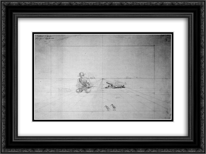 Perspective Drawing for Hunting 24x18 Black Ornate Wood Framed Art Print Poster with Double Matting by Eakins, Thomas