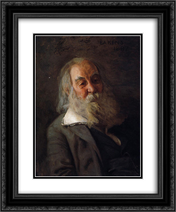 Portrait of Walt Whitman 20x24 Black Ornate Wood Framed Art Print Poster with Double Matting by Eakins, Thomas