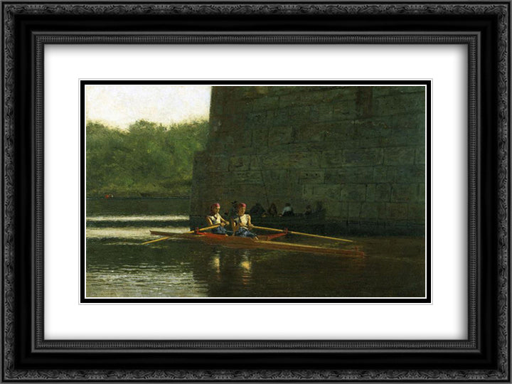 The Oarsmen ( The Schreiber Brothers) 24x18 Black Ornate Wood Framed Art Print Poster with Double Matting by Eakins, Thomas
