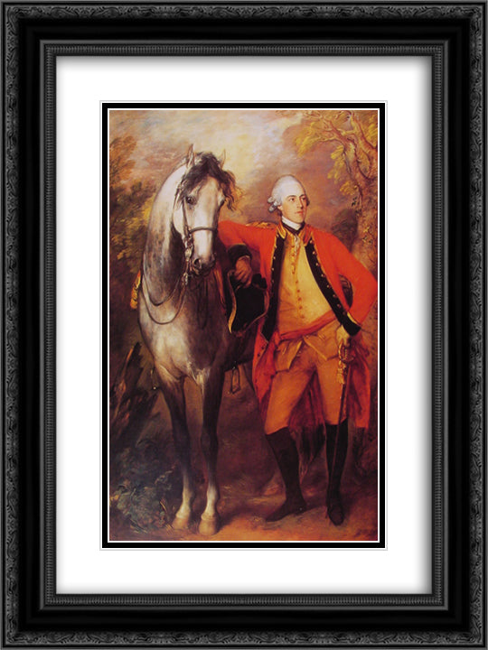 Edward, 2nd Viscount Ligonier 18x24 Black Ornate Wood Framed Art Print Poster with Double Matting by Gainsborough, Thomas