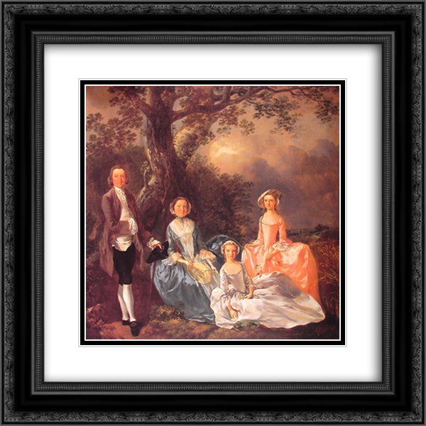 Mr. and Mrs. John Gravenor and their Daughters, Elizabeth and Ann 20x20 Black Ornate Wood Framed Art Print Poster with Double Matting by Gainsborough, Thomas