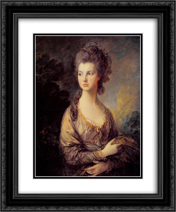Mrs. Graham 20x24 Black Ornate Wood Framed Art Print Poster with Double Matting by Gainsborough, Thomas