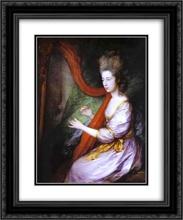 Portrait of Louisa, Lady Clarges 20x24 Black Ornate Wood Framed Art Print Poster with Double Matting by Gainsborough, Thomas