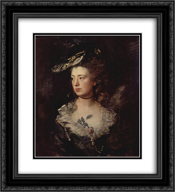 Portrait of the Mary Gainsborough 20x22 Black Ornate Wood Framed Art Print Poster with Double Matting by Gainsborough, Thomas