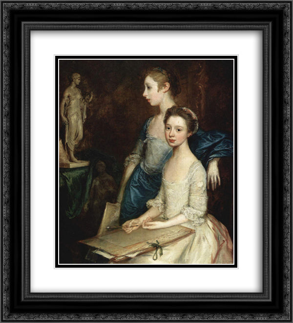Portrait of the Molly and Peggy 20x22 Black Ornate Wood Framed Art Print Poster with Double Matting by Gainsborough, Thomas