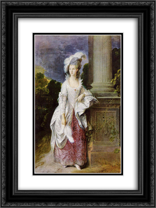 The Hon. Mrs. Graham 18x24 Black Ornate Wood Framed Art Print Poster with Double Matting by Gainsborough, Thomas
