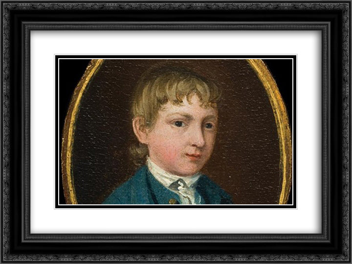 The miniature portrait of a young boy (supposed self-portrait) 24x18 Black Ornate Wood Framed Art Print Poster with Double Matting by Gainsborough, Thomas