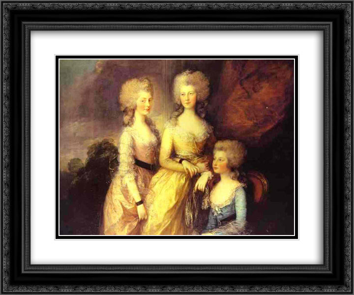 The three eldest daughters of George III Princesses Charlotte, Augusta and Elizabeth 24x20 Black Ornate Wood Framed Art Print Poster with Double Matting by Gainsborough, Thomas