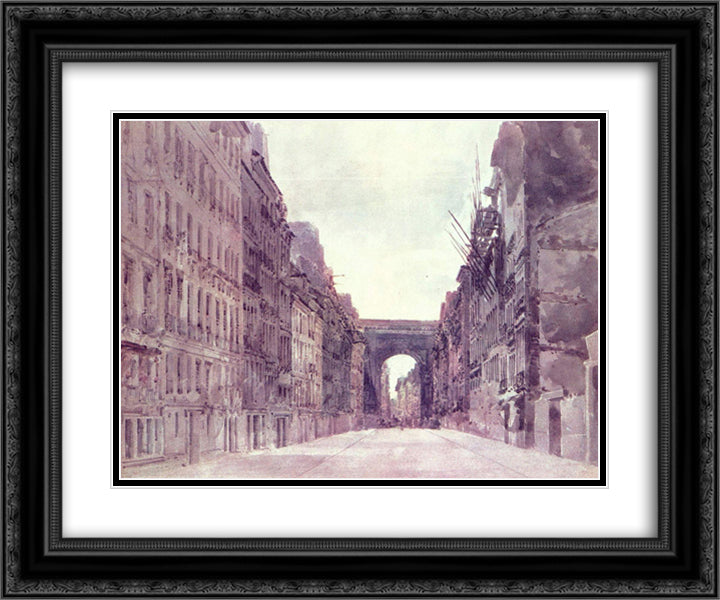 Rue Saint-Denis in Paris 24x20 Black Ornate Wood Framed Art Print Poster with Double Matting by Girtin, Thomas