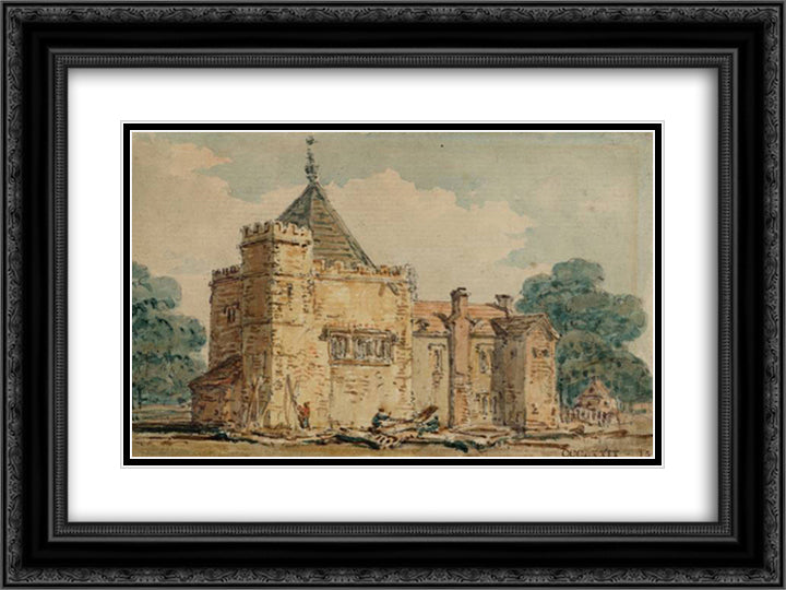 The Kitchen at Stanton Harcourt, Oxfordshire 24x18 Black Ornate Wood Framed Art Print Poster with Double Matting by Girtin, Thomas