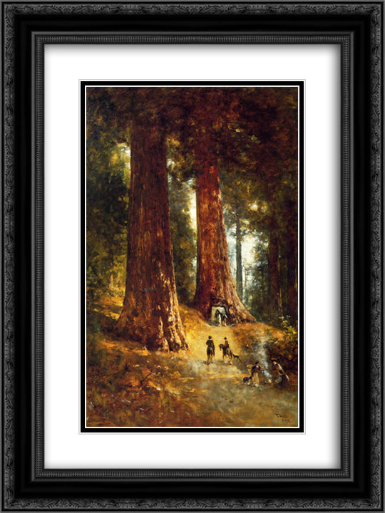In the Redwoods 18x24 Black Ornate Wood Framed Art Print Poster with Double Matting by Hill, Thomas