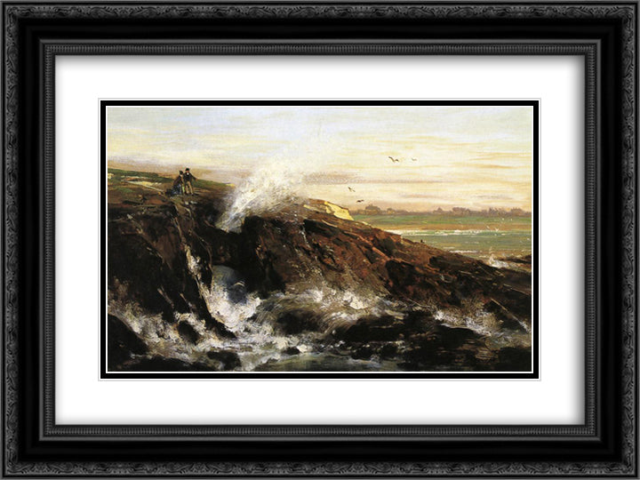 Land's end 24x18 Black Ornate Wood Framed Art Print Poster with Double Matting by Hill, Thomas