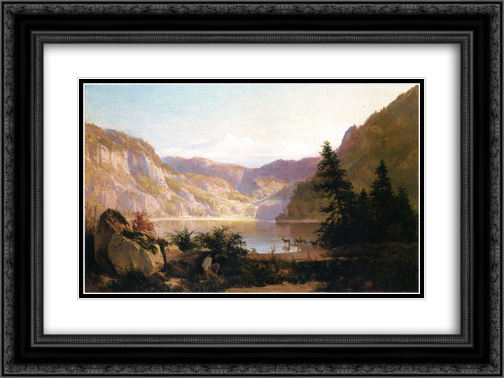 Mountain Lake 24x18 Black Ornate Wood Framed Art Print Poster with Double Matting by Hill, Thomas