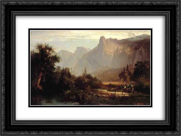 Piute Indian family in Yosemite Valley 24x18 Black Ornate Wood Framed Art Print Poster with Double Matting by Hill, Thomas