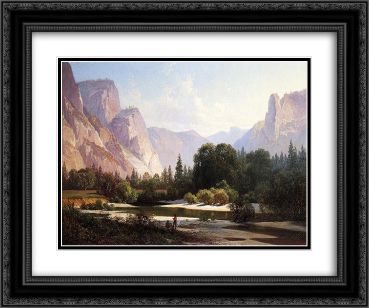 Piute Indians in Yosemite Valley 24x20 Black Ornate Wood Framed Art Print Poster with Double Matting by Hill, Thomas