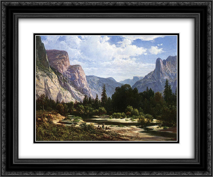 Resting by a Stream 24x20 Black Ornate Wood Framed Art Print Poster with Double Matting by Hill, Thomas