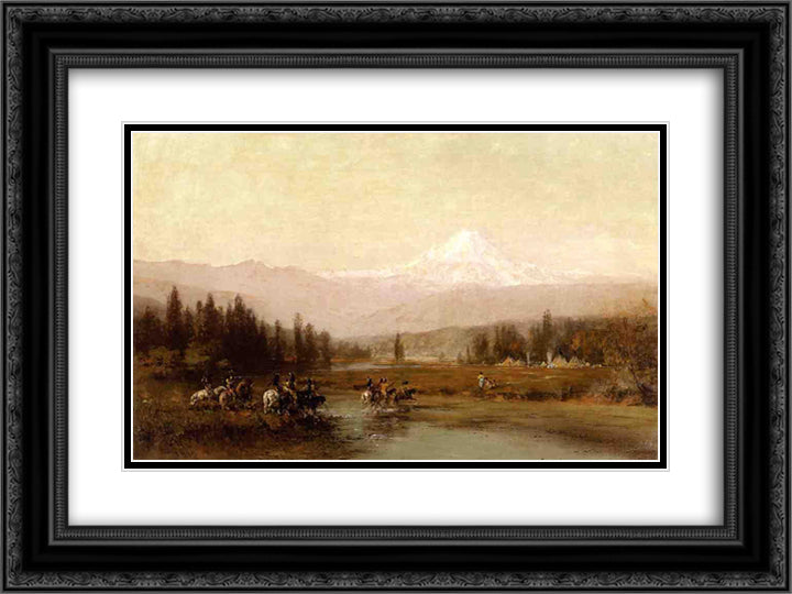 Return of the War Party 24x18 Black Ornate Wood Framed Art Print Poster with Double Matting by Hill, Thomas