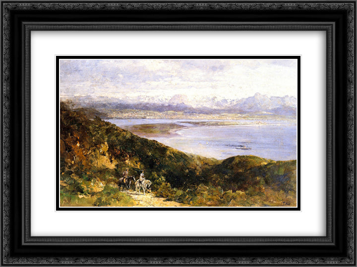 San Diego Bay from Point Loma 24x18 Black Ornate Wood Framed Art Print Poster with Double Matting by Hill, Thomas