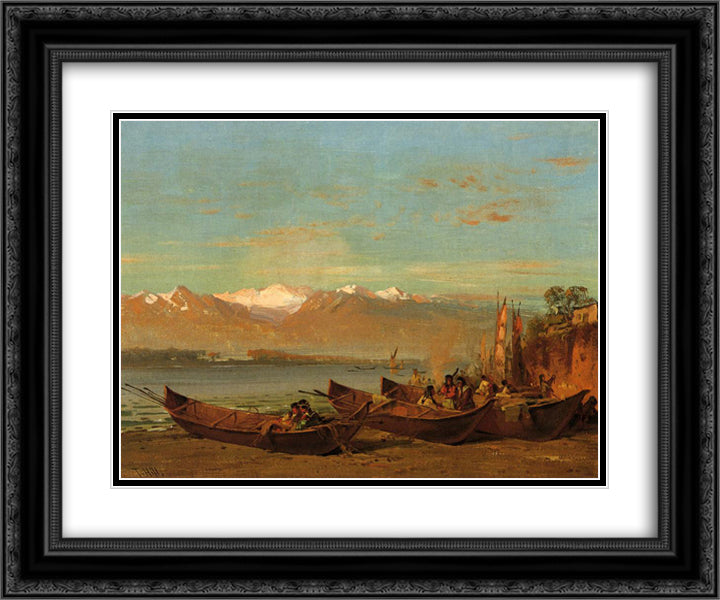 The Salmon Festival, Columbia River 24x20 Black Ornate Wood Framed Art Print Poster with Double Matting by Hill, Thomas