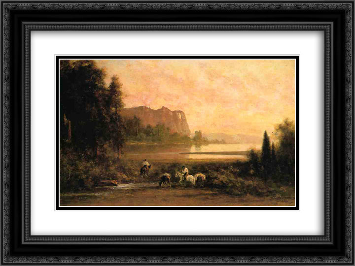 Trappers in Yosemite Mountains 24x18 Black Ornate Wood Framed Art Print Poster with Double Matting by Hill, Thomas