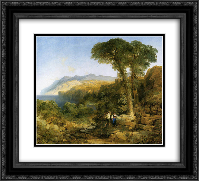 Amalfi Coast 22x20 Black Ornate Wood Framed Art Print Poster with Double Matting by Moran, Thomas