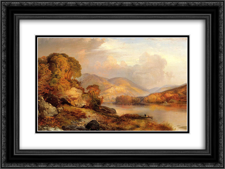 Autumn Landscape 24x18 Black Ornate Wood Framed Art Print Poster with Double Matting by Moran, Thomas