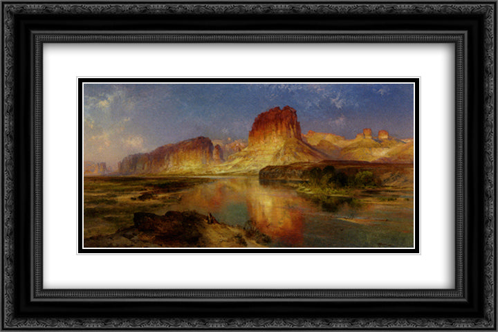 Green River, Wyoming 24x16 Black Ornate Wood Framed Art Print Poster with Double Matting by Moran, Thomas