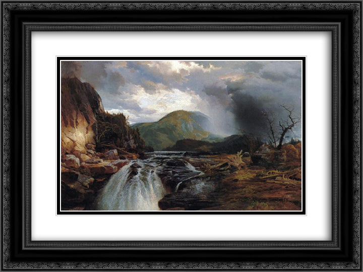 The Wilds of Lake Superior 24x18 Black Ornate Wood Framed Art Print Poster with Double Matting by Moran, Thomas