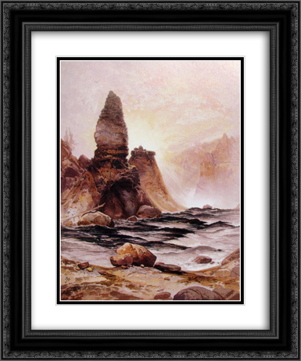 Tower Falls, Yellowstone 20x24 Black Ornate Wood Framed Art Print Poster with Double Matting by Moran, Thomas