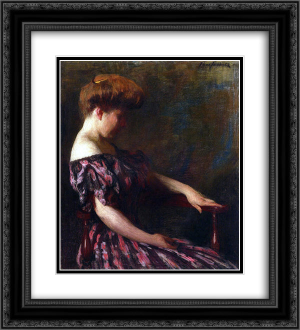 A Flowered Gown 20x22 Black Ornate Wood Framed Art Print Poster with Double Matting by Anshutz, Thomas Pollock