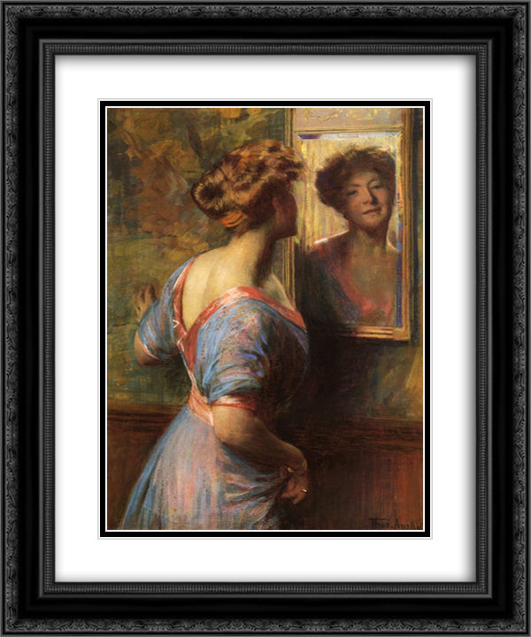 A Passing Glance 20x24 Black Ornate Wood Framed Art Print Poster with Double Matting by Anshutz, Thomas Pollock