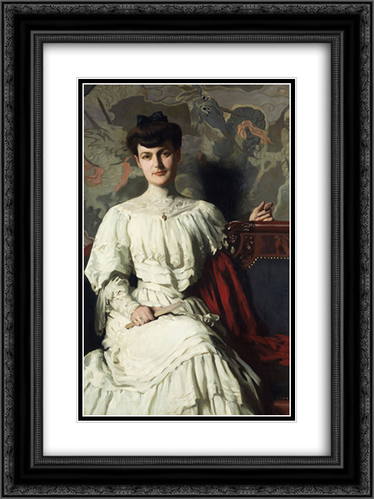 Portrait of Marthe Hientz 18x24 Black Ornate Wood Framed Art Print Poster with Double Matting by Anshutz, Thomas Pollock
