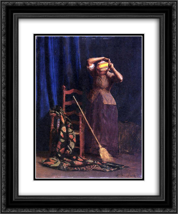 The Chore 20x24 Black Ornate Wood Framed Art Print Poster with Double Matting by Anshutz, Thomas Pollock