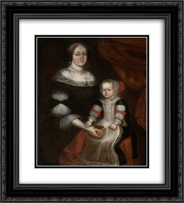 Mrs. Richard Patteshall (Martha Woody) and child 20x22 Black Ornate Wood Framed Art Print Poster with Double Matting by Smith, Thomas