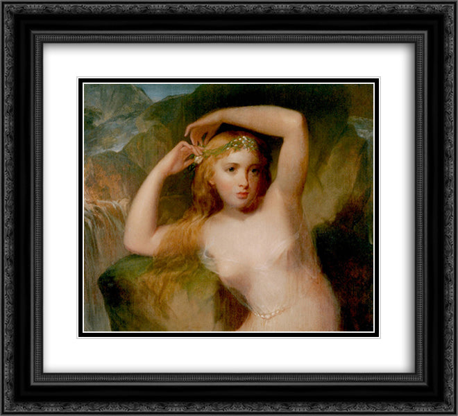 A Sea Nymph 22x20 Black Ornate Wood Framed Art Print Poster with Double Matting by Sully, Thomas