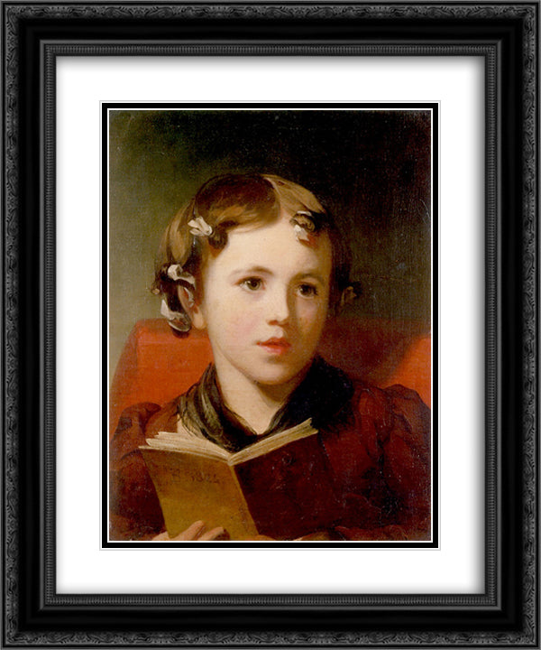 A Young Girl 20x24 Black Ornate Wood Framed Art Print Poster with Double Matting by Sully, Thomas