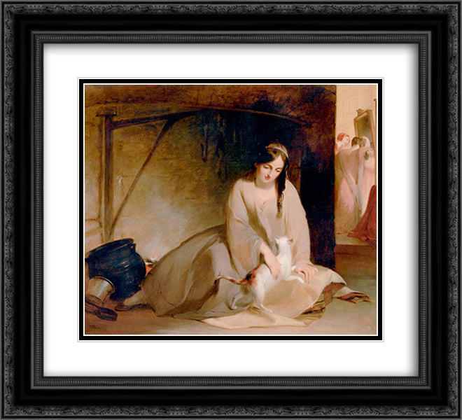 Cinderella at the Kitchen Fire 22x20 Black Ornate Wood Framed Art Print Poster with Double Matting by Sully, Thomas