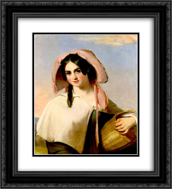 Elizabeth Cook (Mrs. Benjamin Franklin Bache) as The Country Girl 20x22 Black Ornate Wood Framed Art Print Poster with Double Matting by Sully, Thomas