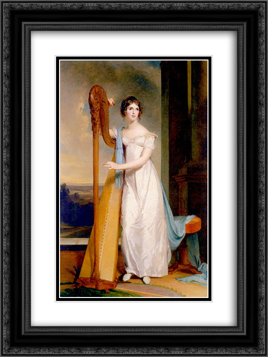 Elizabeth Eichelberger Ridgely (also known as Lady with a Harp) 18x24 Black Ornate Wood Framed Art Print Poster with Double Matting by Sully, Thomas