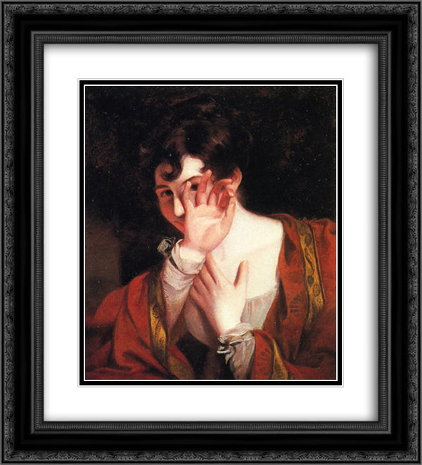Flirtation 20x22 Black Ornate Wood Framed Art Print Poster with Double Matting by Sully, Thomas
