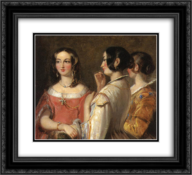 Gossip 22x20 Black Ornate Wood Framed Art Print Poster with Double Matting by Sully, Thomas