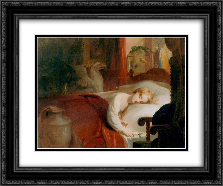 Little Nell Asleep in the Curiosity Shop 24x20 Black Ornate Wood Framed Art Print Poster with Double Matting by Sully, Thomas