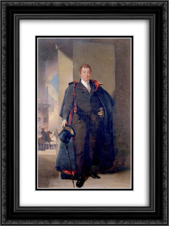 Marie Joseph Paul Yves Roche Gilbert Motier, The Marquis de Lafayette 18x24 Black Ornate Wood Framed Art Print Poster with Double Matting by Sully, Thomas