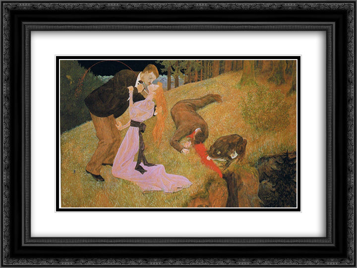 Eifersucht 24x18 Black Ornate Wood Framed Art Print Poster with Double Matting by Heine, Thomas Theodor
