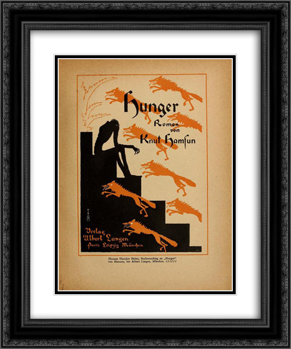 Hunger 20x24 Black Ornate Wood Framed Art Print Poster with Double Matting by Heine, Thomas Theodor