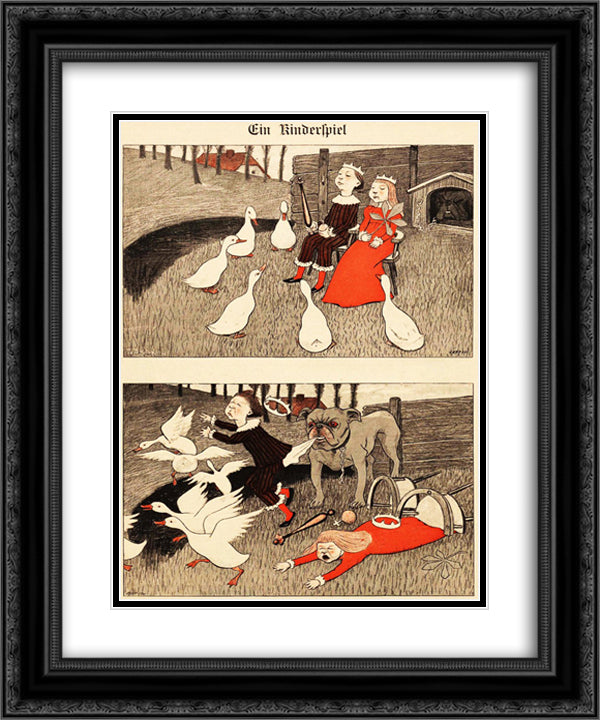 Simplicissimus magazine 20x24 Black Ornate Wood Framed Art Print Poster with Double Matting by Heine, Thomas Theodor