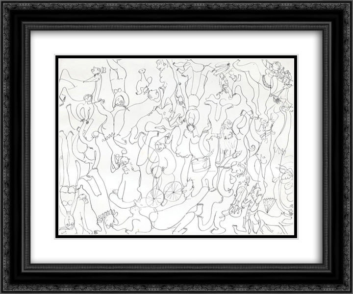 At the circus 24x20 Black Ornate Wood Framed Art Print Poster with Double Matting by Peltz, Tia