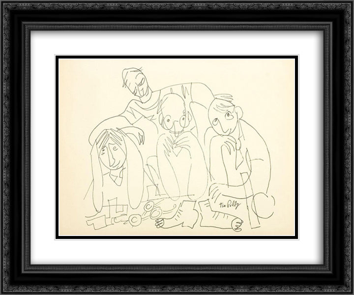 Party Goers 24x20 Black Ornate Wood Framed Art Print Poster with Double Matting by Peltz, Tia