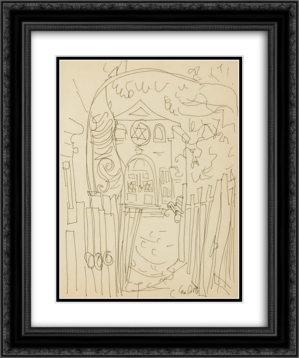 Synagogue Entrance 20x24 Black Ornate Wood Framed Art Print Poster with Double Matting by Peltz, Tia