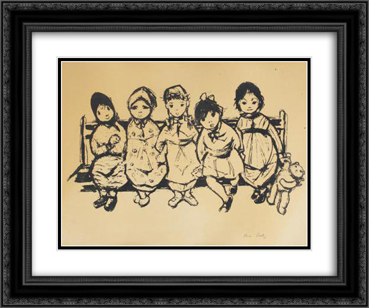 The Little Bench 24x20 Black Ornate Wood Framed Art Print Poster with Double Matting by Peltz, Tia